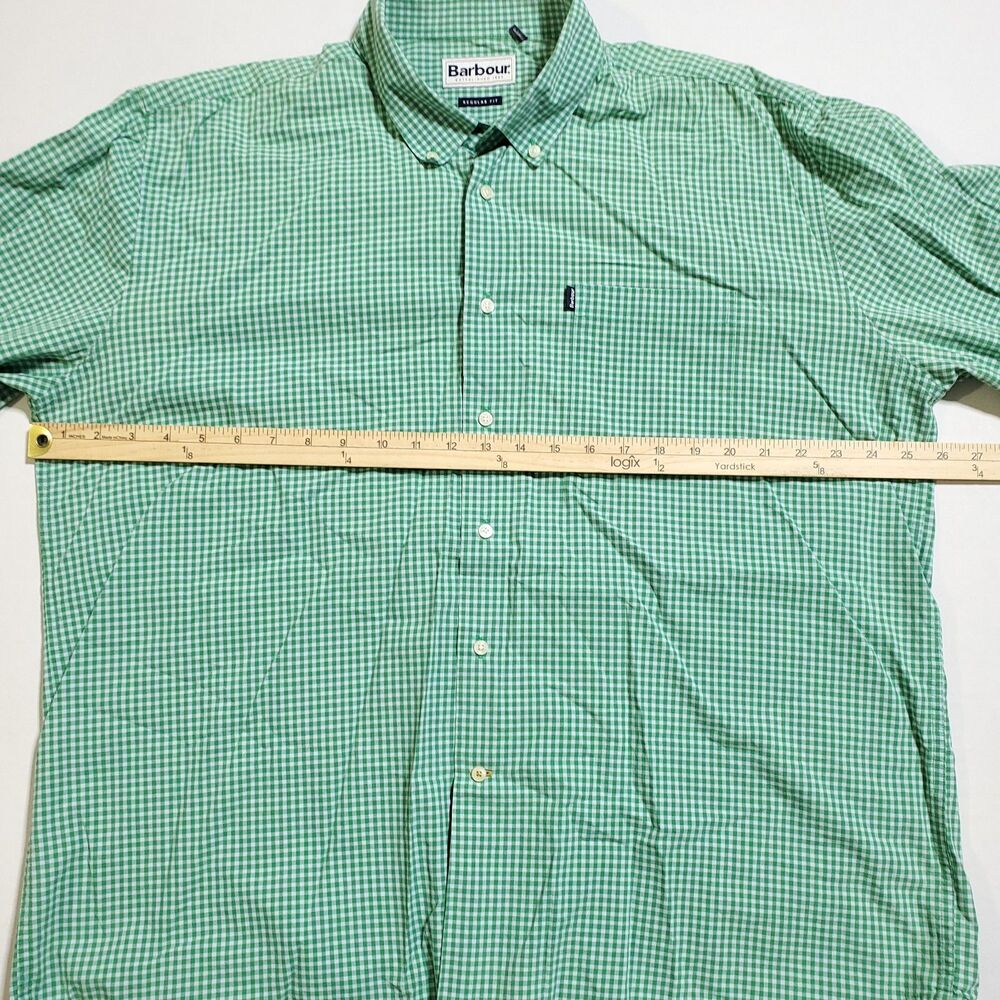 Barbour Shirt 3XL Regular Fit Green Country Outdoor Cotton Check Button Up Mens - Picture 8 of 13